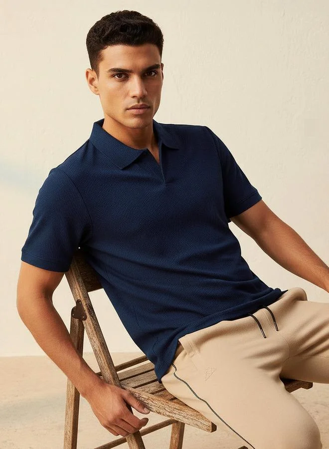 سبلاش فيڤ Men Short Sleeves Textured Polo T-shirt